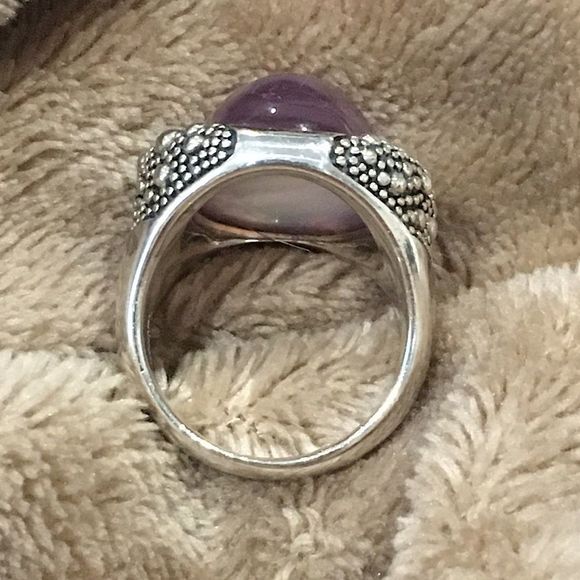 MICHAEL DAWKINS Starry Night Amethyst Doublet Sterling Silver 925 Ring Sz 7-3/4 - Picture 9 of 17